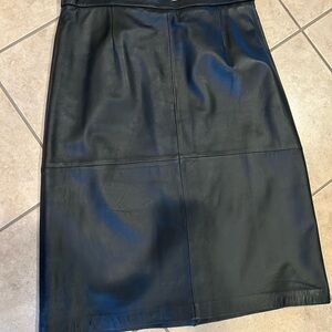 Terry Lewis Classic Luxuries Black Leather Pencil Skirt